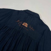 リネン100% イタリア製 ROSE ROSA タック 半袖 ワンピース/ネイビー レディース