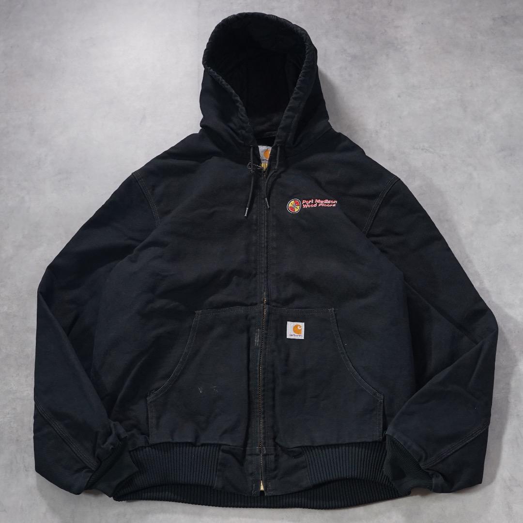 カーハート アクティブジャケット ジップパーカー 古着 企業 L 黒 17889