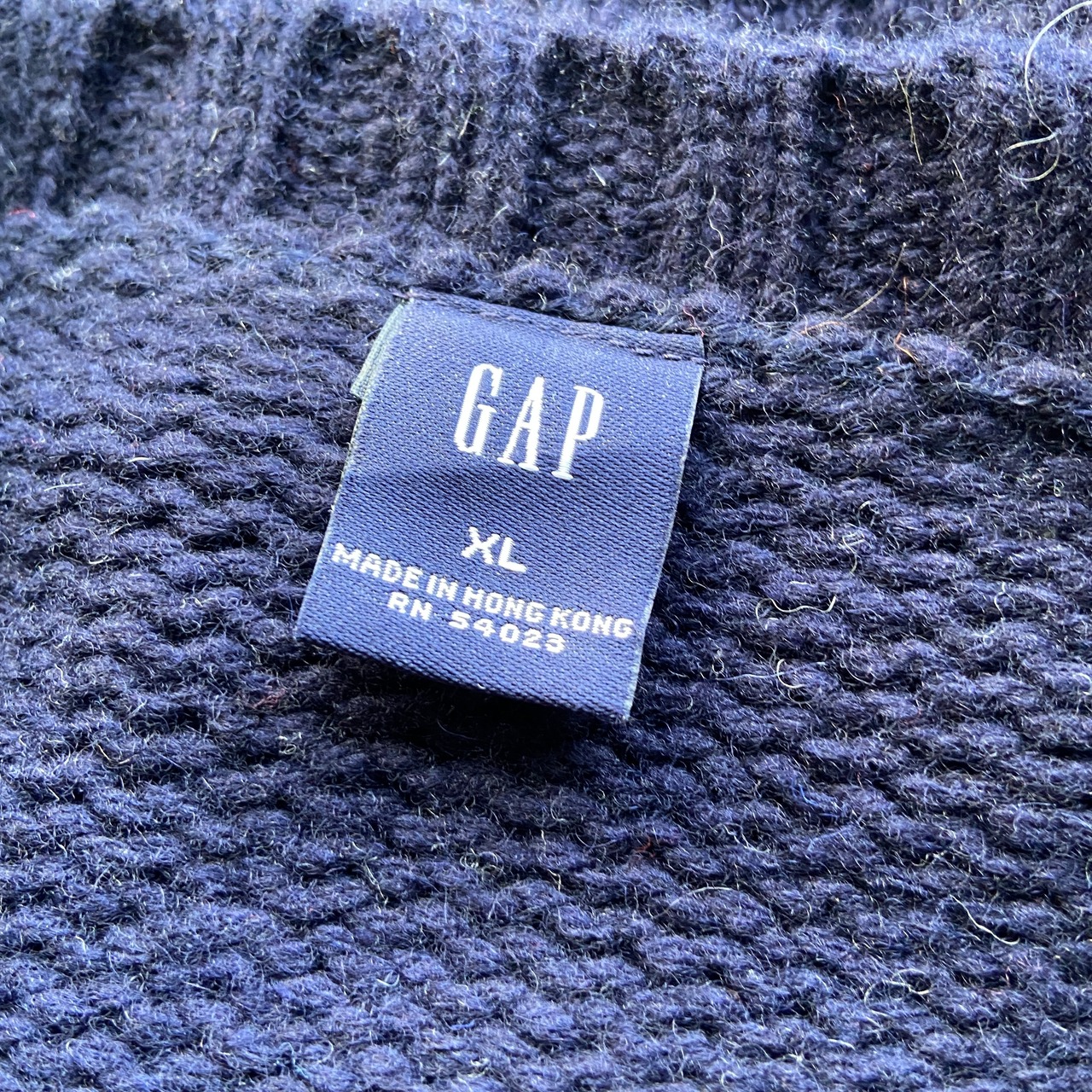 ギャップ GAP ウールニットセーター メンズXL 古着 柄 ネイビー 紺 