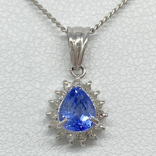 【希少】天然サファイア 0.63ct ネックレス Pt900/850 ダイヤ
