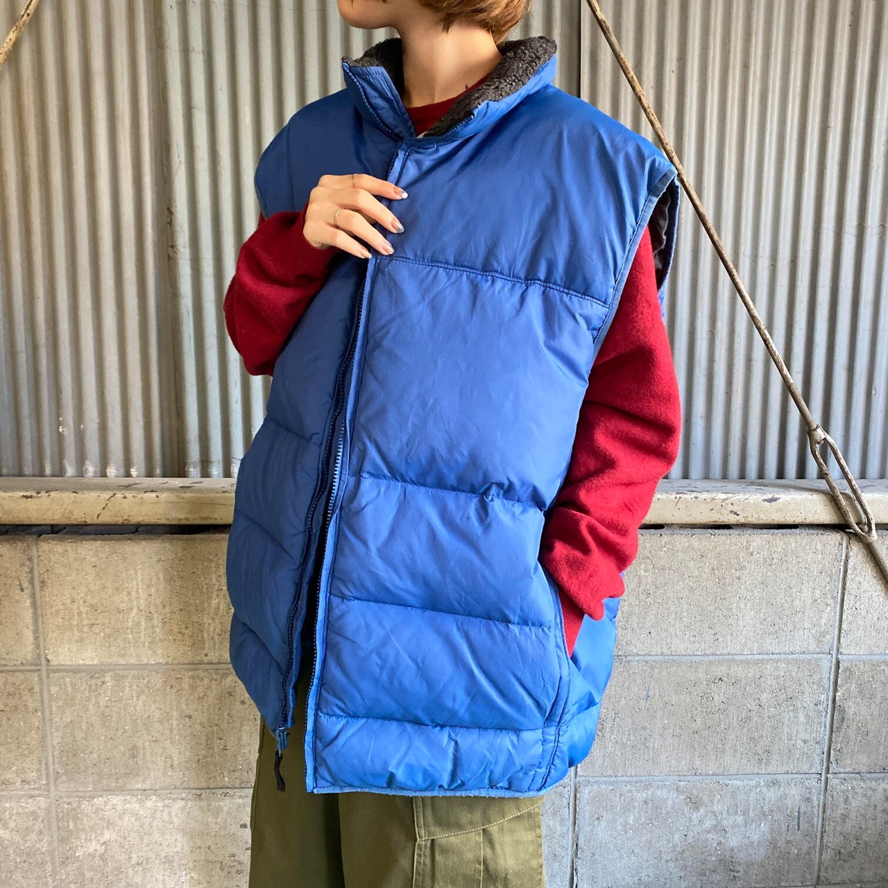 GAP ギャップ 無地 ダウンベスト メンズXL ブルー 青 古着 