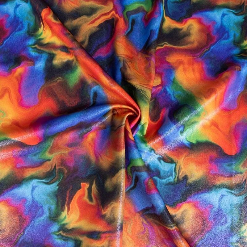 スパンデックス生地 / マーブル / メタリック マルチカラー