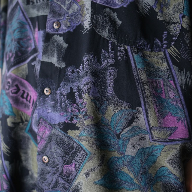 dark color abstract painting pattern loose silhouette h/s shirt