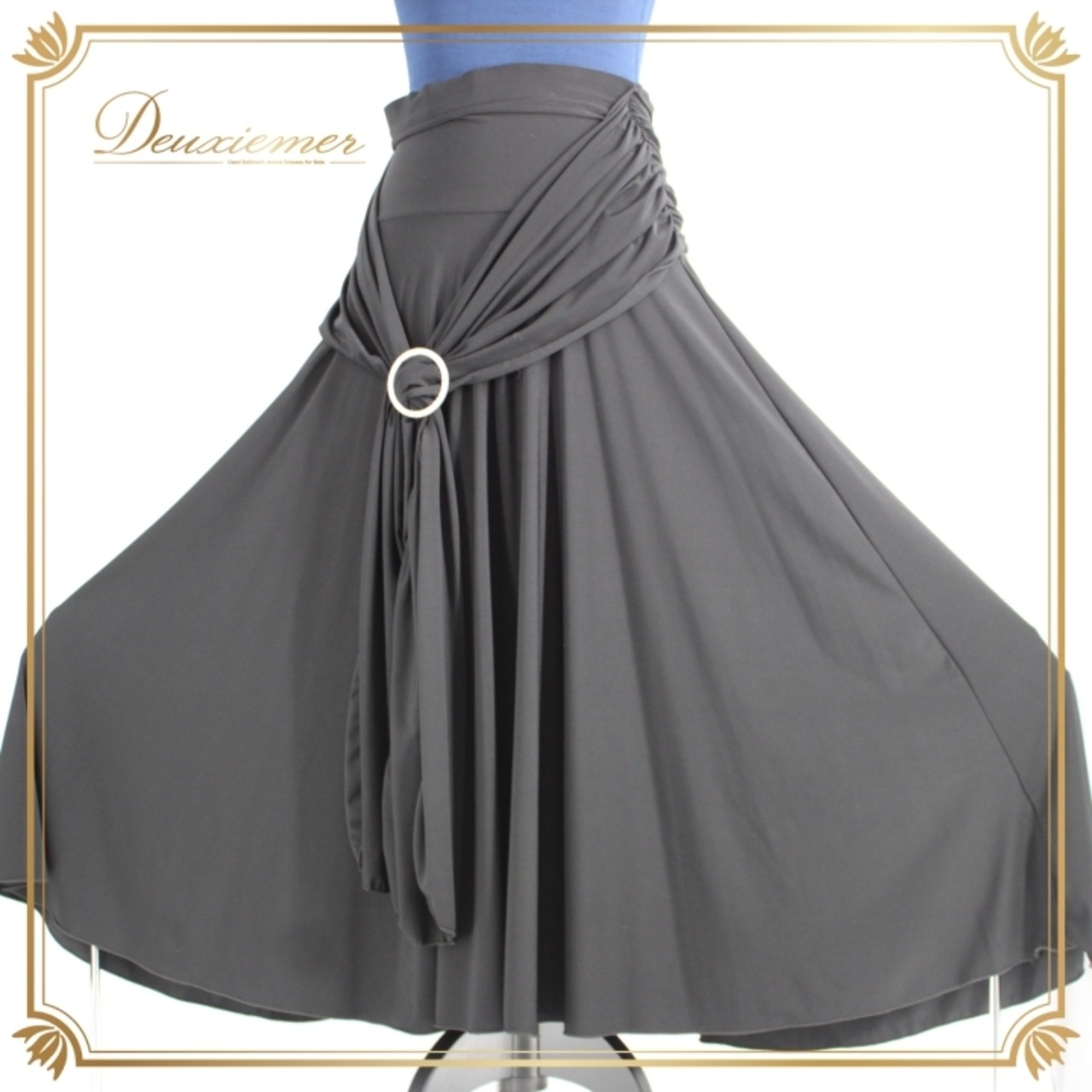 社交ダンス 衣装 スタンダード スカート レッスンウェア 女性用 レディース オールシーズン 無地 黒 ラインストーン ICHIOKU イチオク ブラック系 シンプル エレガント スタイリッシュ フレアスカート ダンスウェア 通気性 おしゃれ