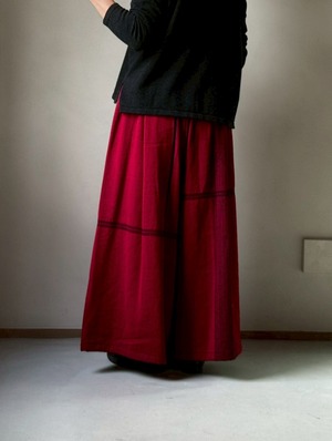 5) ワイドパンツ ロング ウールミックス RD/BR● 玉木新雌 tamaki niime