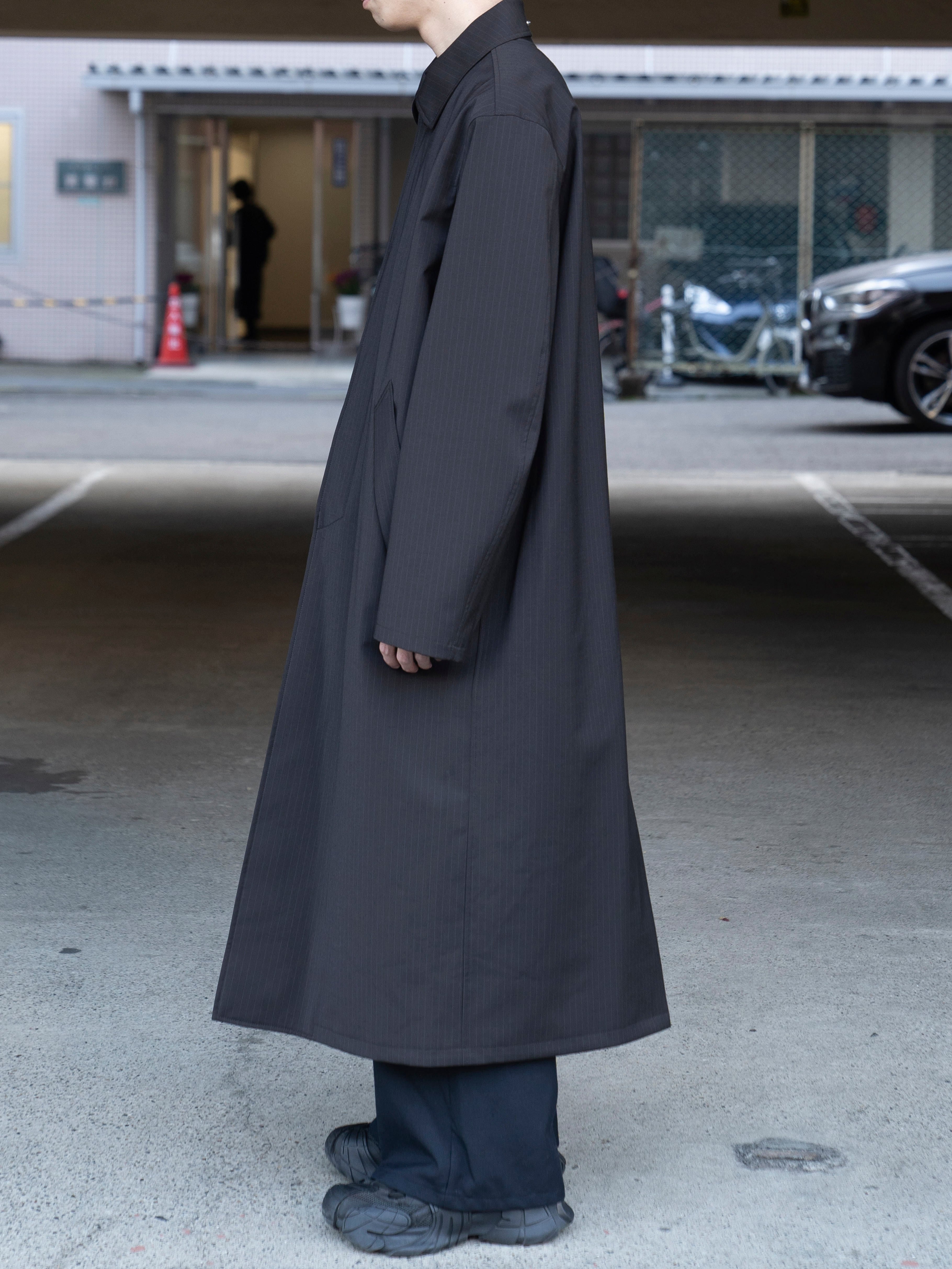 rachelさん着用OUR LEGACY VAST CUT 44 BPS OUR LEGACY CLOAK CARCOAT Churchill Stripe Membrane Wool