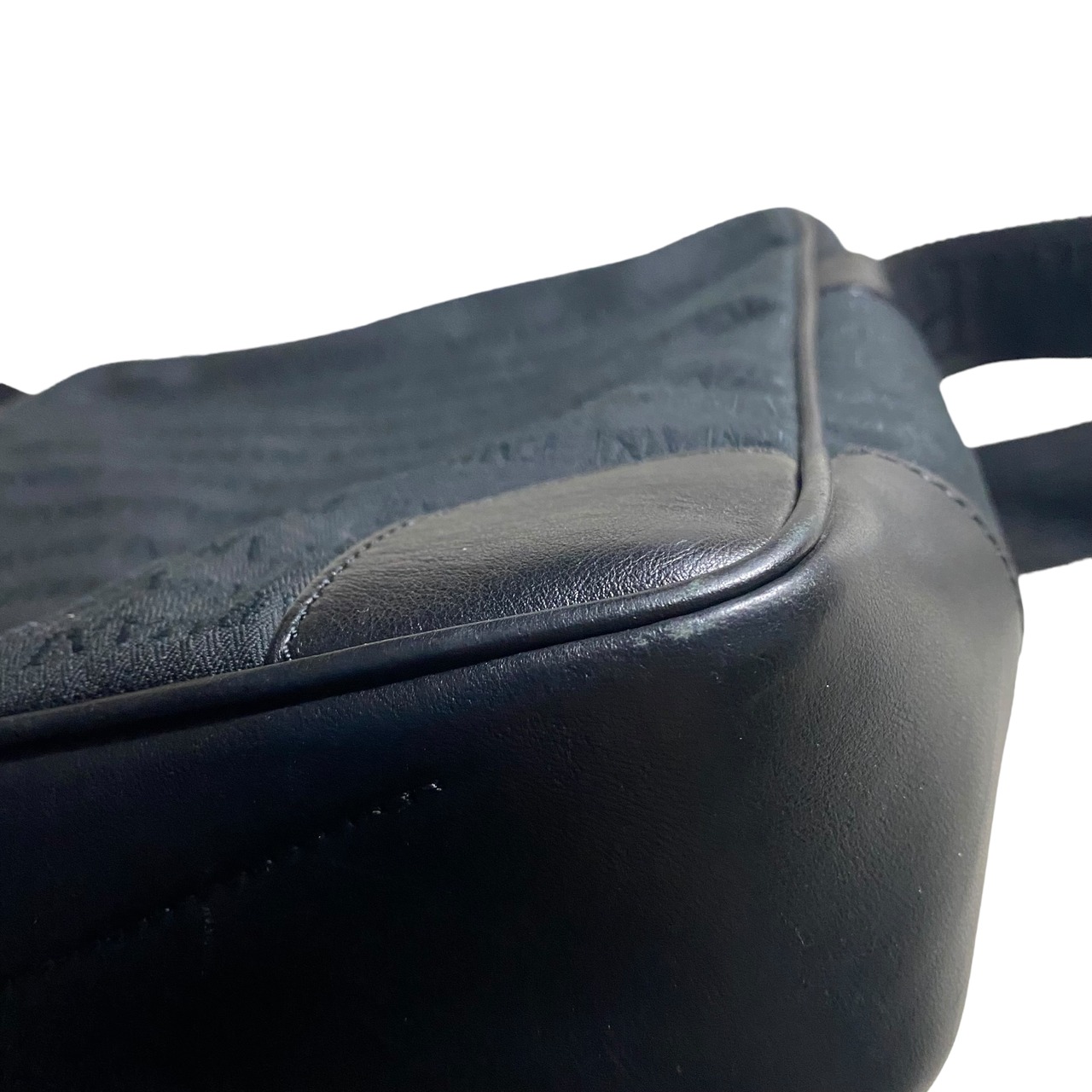 EMPORIO ARMANI canvas × leather logo shoulder bag