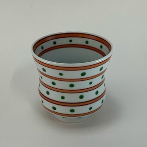 源右衛門窯作 赤絵筋丸紋 湯呑