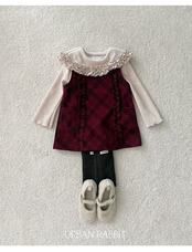 アーバンラビット / URBAN RABBIT / チェックフリルワンピース / 韓国子供服 / ジュニア / 26winter〖取寄〗*JS~JM*