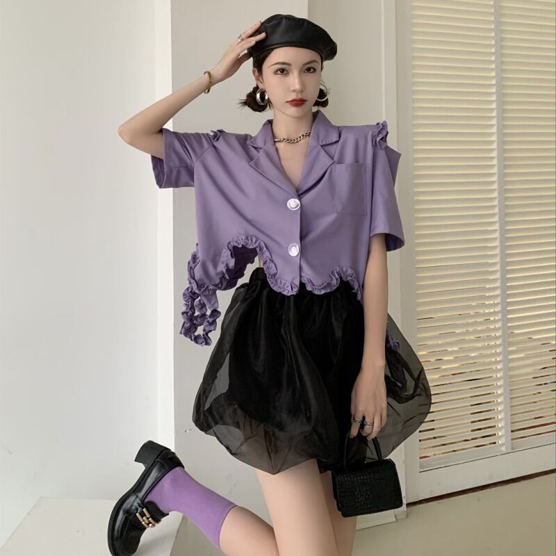 ジャケット サマー薄手ショートスタイルトップス ストリート 夏物 ブラックストロベリース98691262039