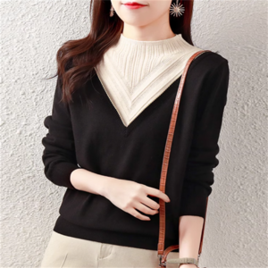 【送料無料】 トップス セーター 袖あり 長袖 クルーネック プルオーバー 重ね着風 レイヤード風 ニット かわいい 大人可愛い 大人女子 こなれ感 シンプル カジュアル 大人 上品 おしゃれ お洒落 ラフ コンサバ ヘルシー 無地 冬 30代 40代 レディース 女性用 ママ デート お出かけ お茶会 女子会 休日 授業参観 着回し プチプライス カラバリ デイリーユース 普段使い オルチャン 韓国 ファッション 定番アイテム 着痩せ   垢抜け ブラック 大人カラー モノトーン