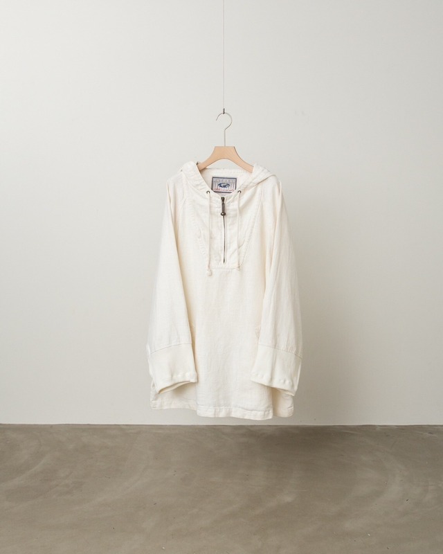 1990s vintage anorak type , all linen switching designed oversized hoodie pullover