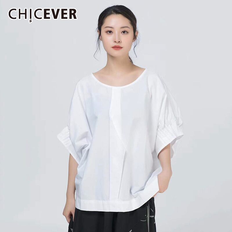 CHICEVERレディースTシャツOネック半袖フリーサイズルーズシャーリングサマーシャツ2020服 ショート ハーフスリーブ 夏物 6base569102491262