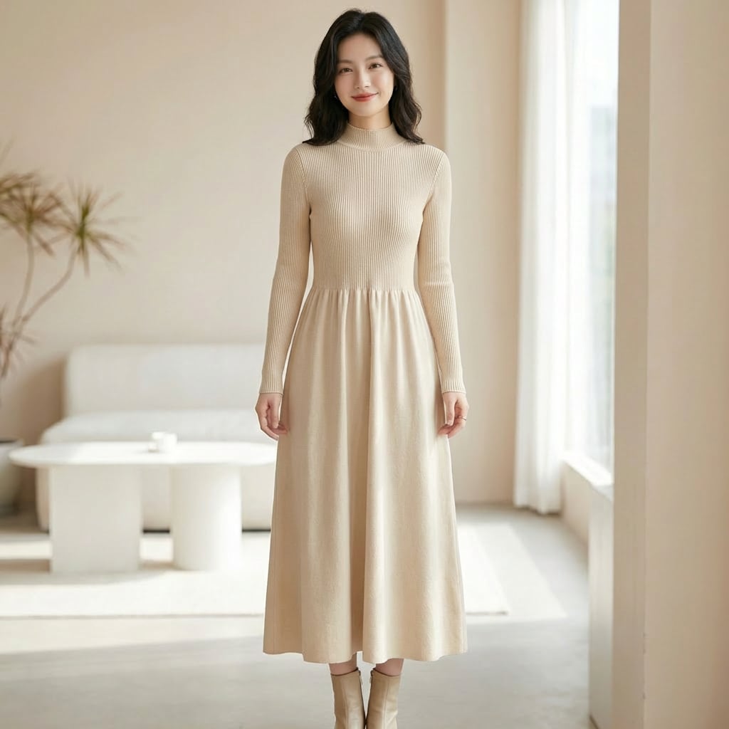 ニットロングワンピース A0561