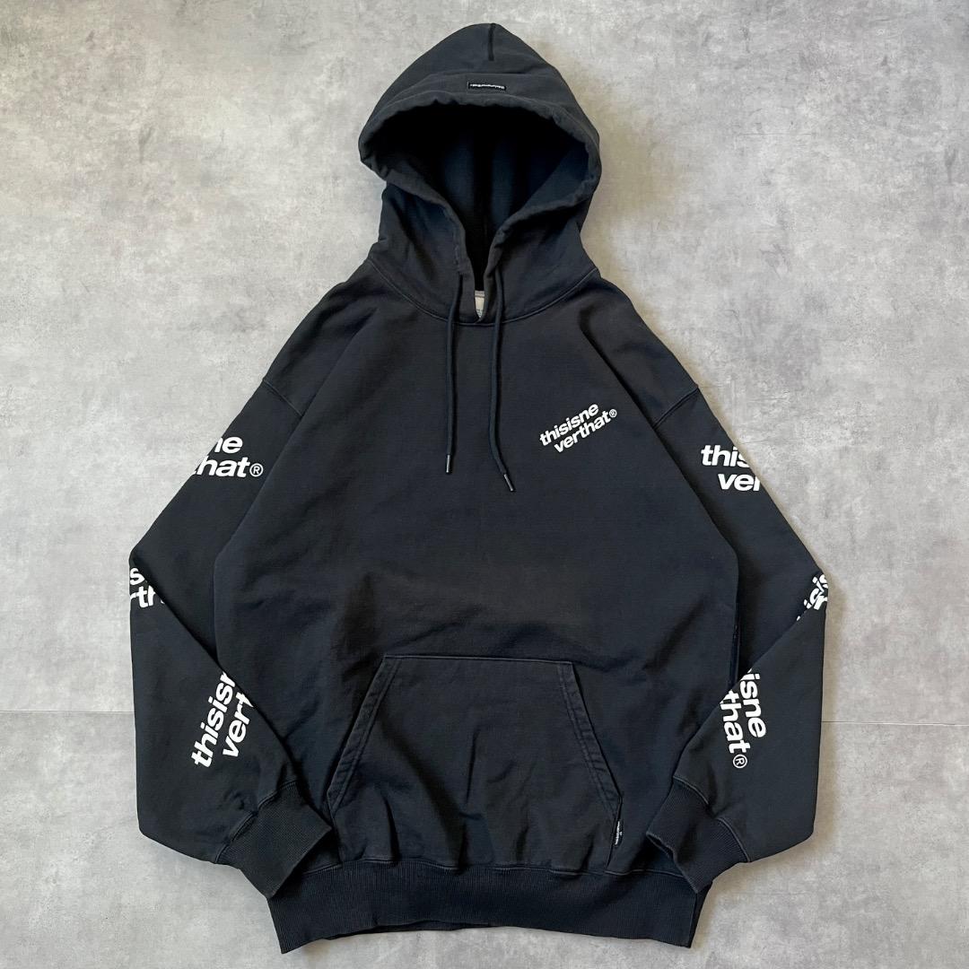 ディスイズネバーザット ネバザ パーカー 古着 ロゴ 袖プリント 黒 17944