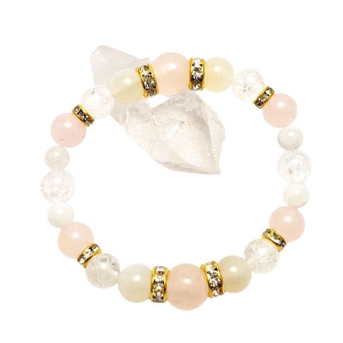 恋愛運 絆を深める 永遠の愛 パワーストーン ブレスレット ローズクォーツ ムーンストーン レインボークォーツ パワーストーン 天然石 ブレス レディース プレゼント 開運ブレス ギフト グッズ 誕生日プレゼント アクセサリー