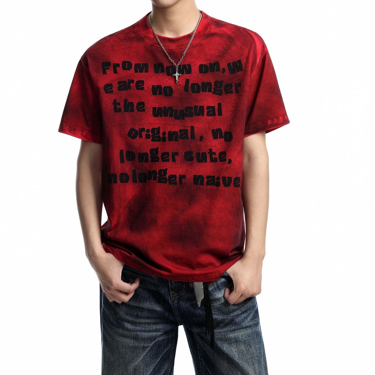 グラデーションタイダイレタリングTシャツ 2col   A00177