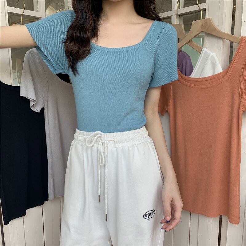 ルーズホワイトTシャツ シャツ サマースリムトップス 夏物 スクウェア YY-ファッション58575583484