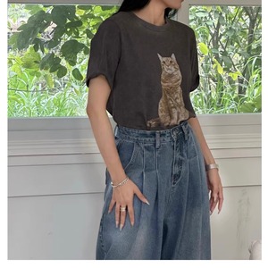 cat print T-shirt　2litr03309