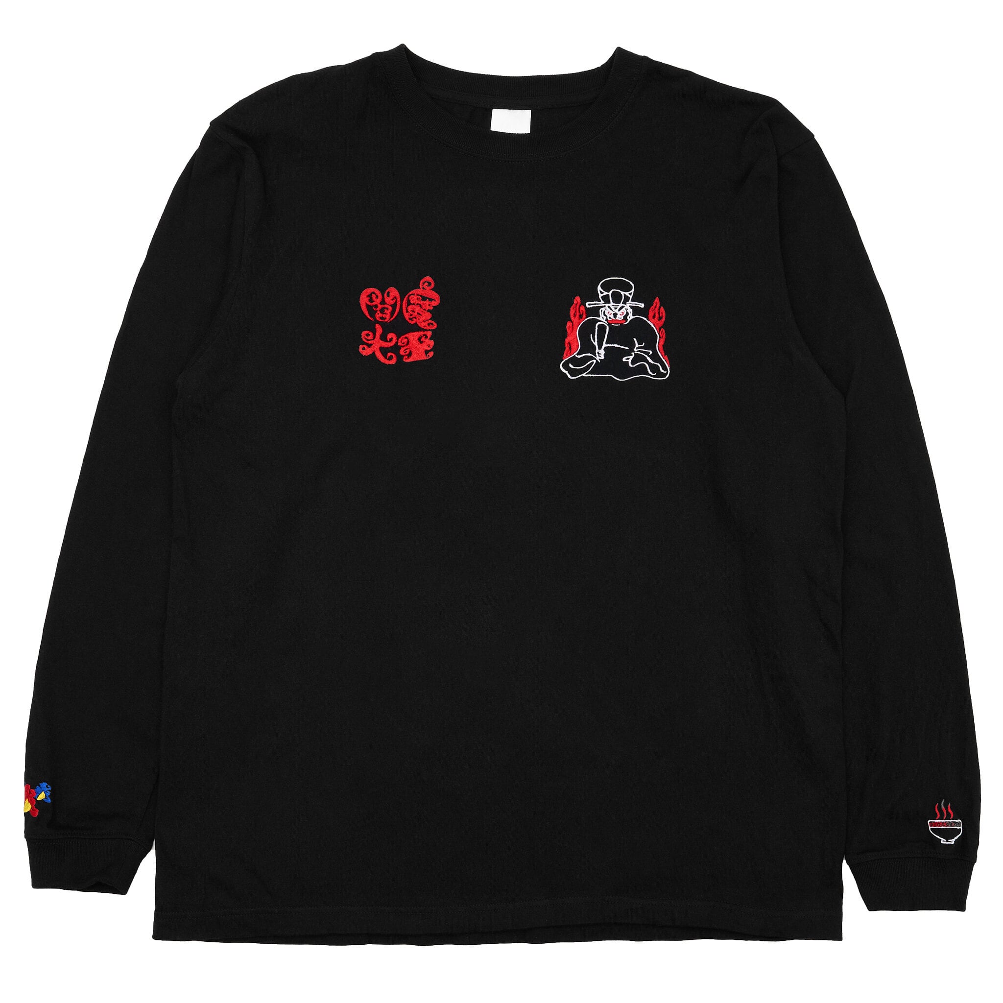 閻魔大王 仏像 ロングスリーブ Tシャツ (刺繍) 5.6oz ホワイト