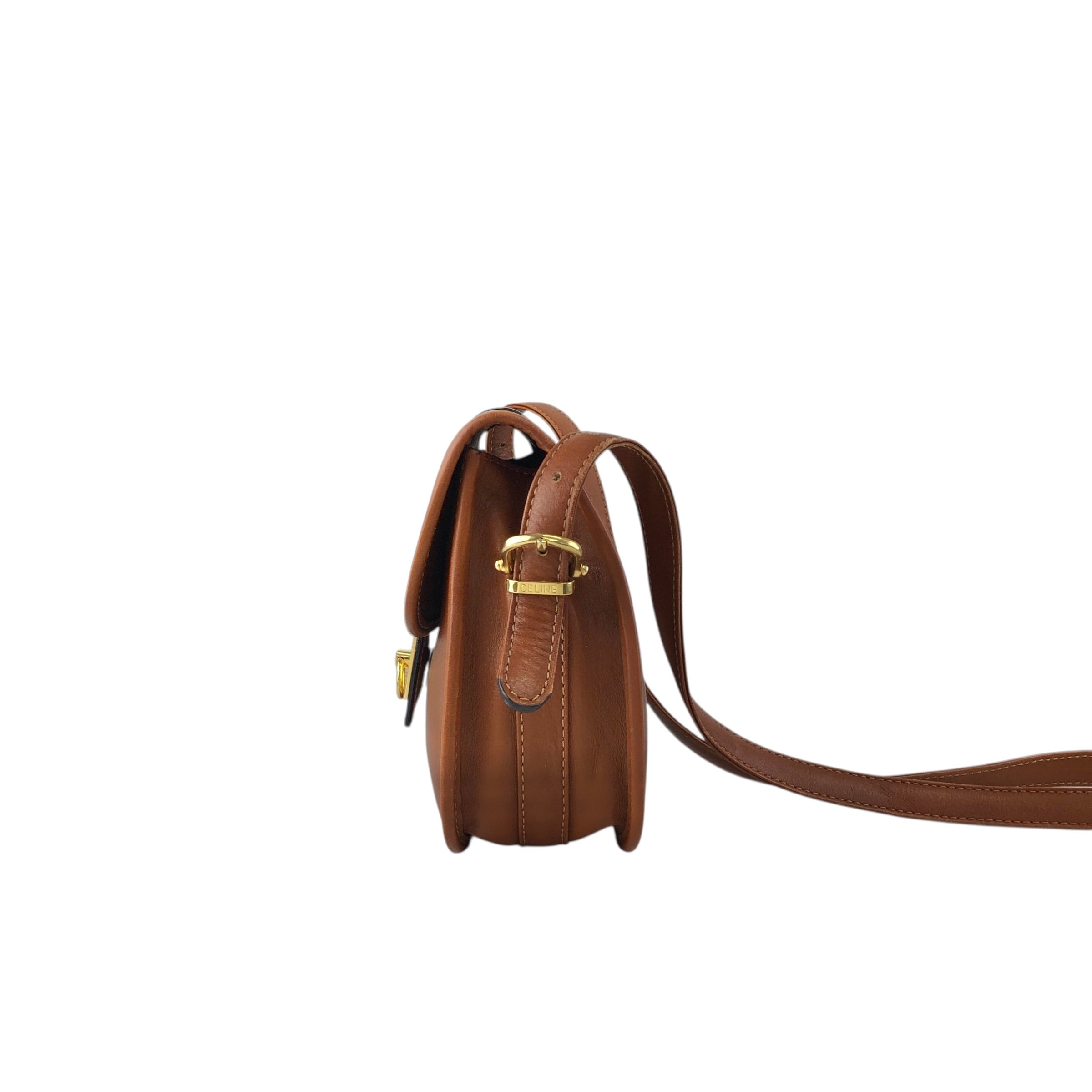 CELINE セリーヌ ショルダーバッグ ブラウン ガンチーニ レザー