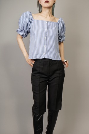 STRIPE PUFF SLEEVE TOPS  (BLUE) 2105-92-49