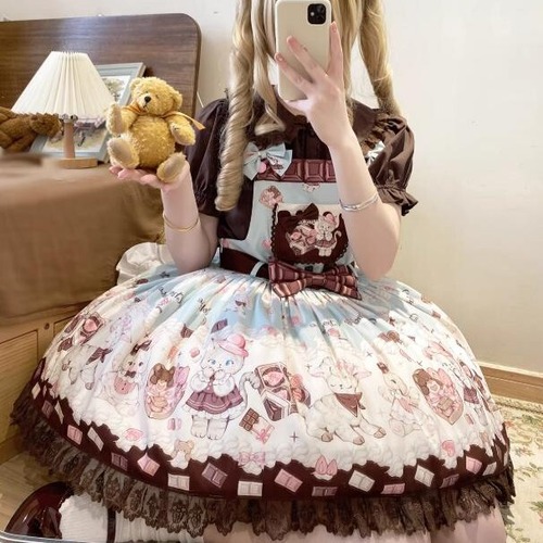 ゆめかわ♡全３カラー　選べるブラウス♪チョコレートロリィタセットアップ　set11★