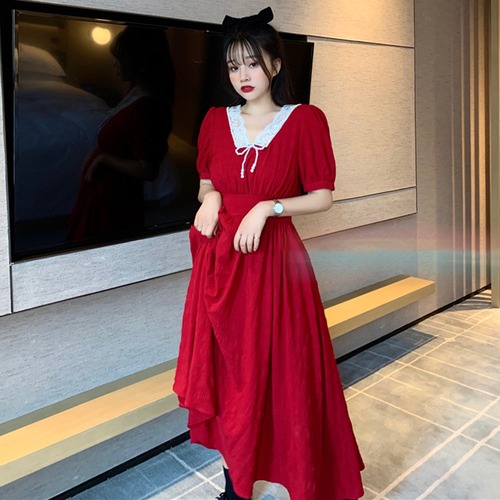 ✞ スタンダードレースパールVネックバックスリーブスカート レトロ スウィート 真珠 ✞ゴスロリ SM ミリ 甘ロリ クラロリ 和ロリ エレガント 黒ロリ 姫ロリ 華ロリ BB-BB4656346