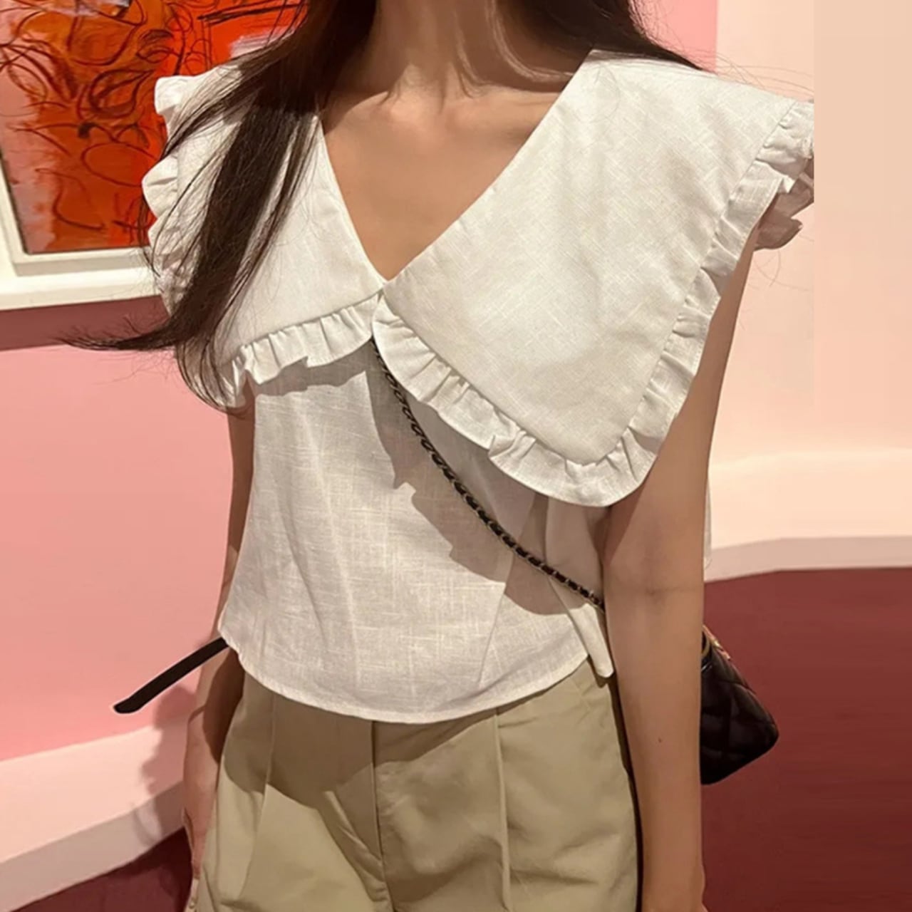 Big collar blouse 2 colors S1381