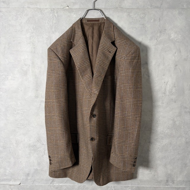 #7239 houndstooth check pattern cashmere tailored jacket
