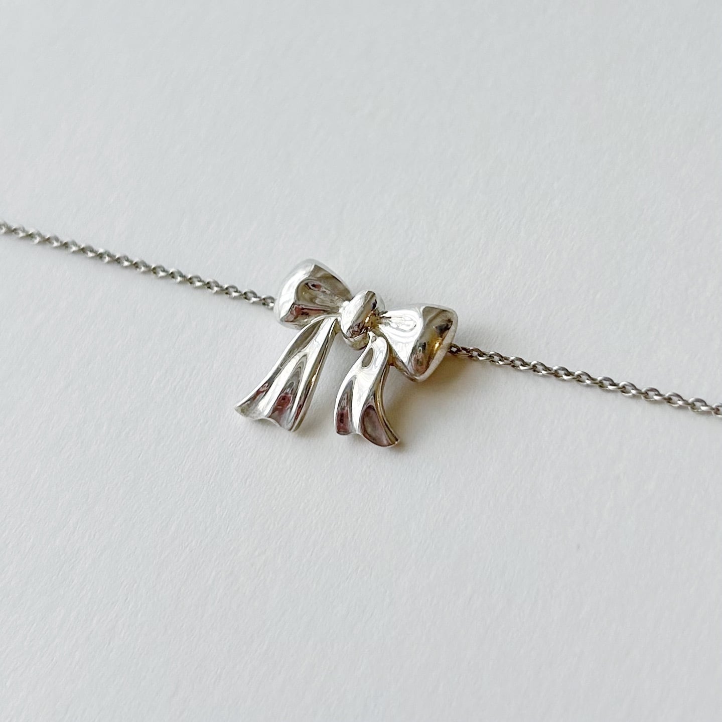 T7071】Tiffany&Co. ribbon necklace/silver925/ティファニー