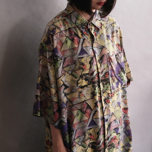 geometry colorful art pattern h/s rayon big shirt