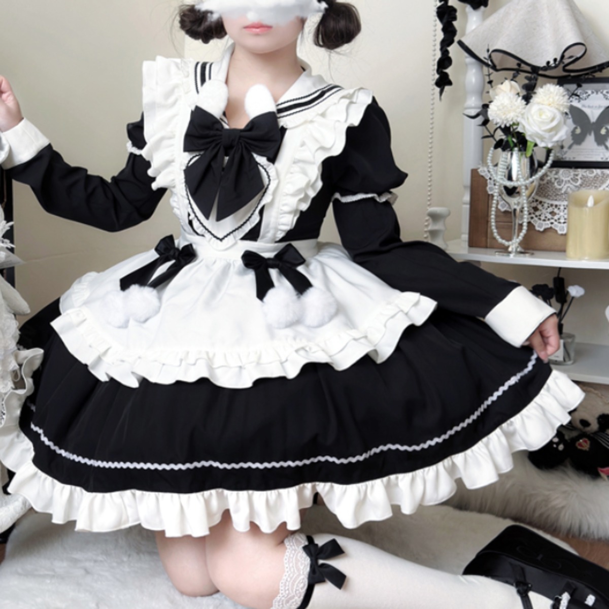 ゆめかわ♡全3カラー つけ袖付きうさ耳メイド服 kos20☆ | ゆめかわガール