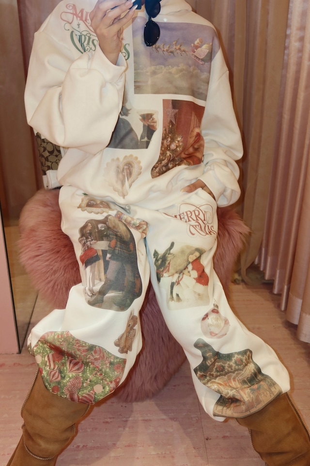 Printed Chrismas Pants   White     Y2K