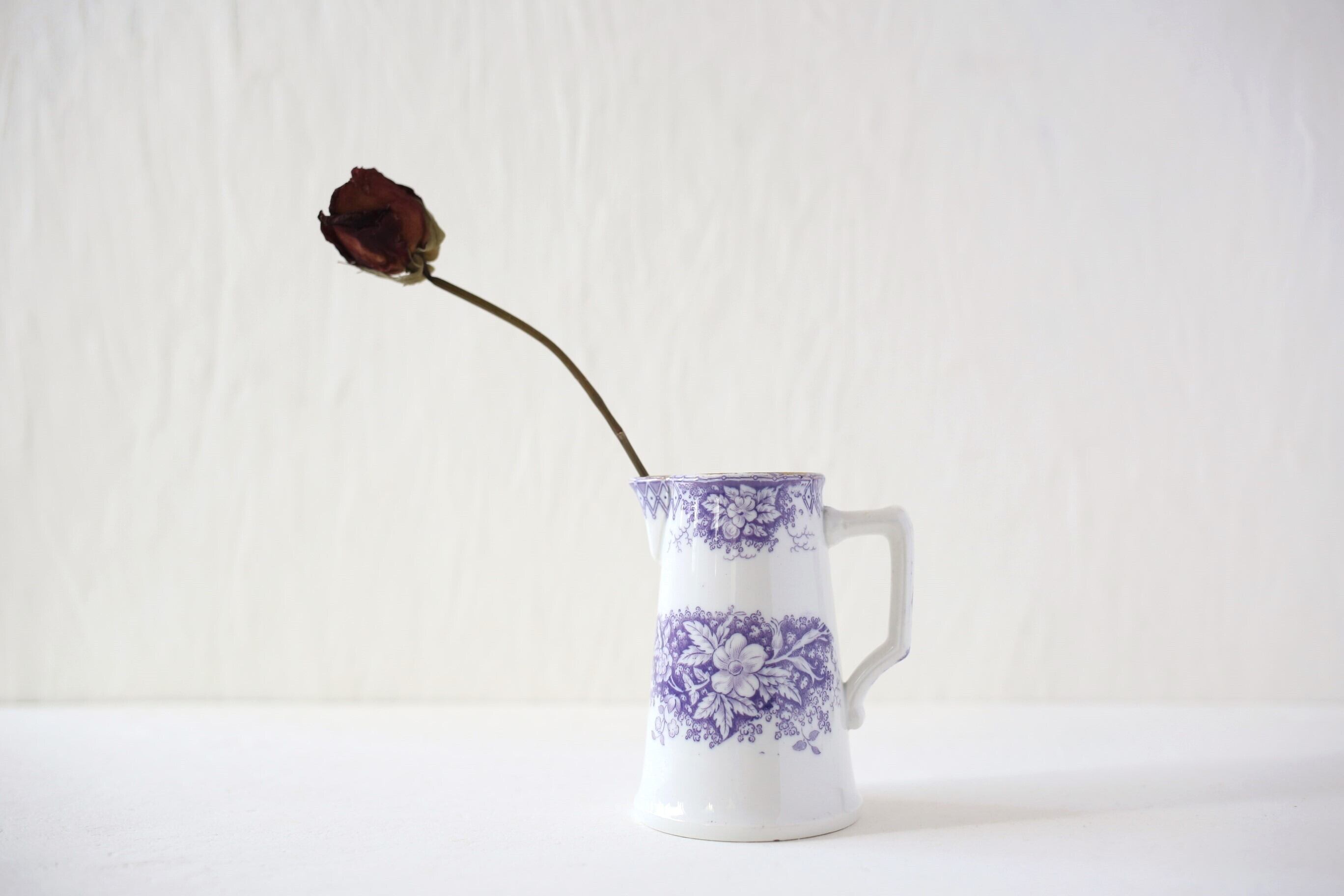 フランス アンティーク SARREGUEMINES 『JARDINIERE』 小さなピシェ パープル N-05103