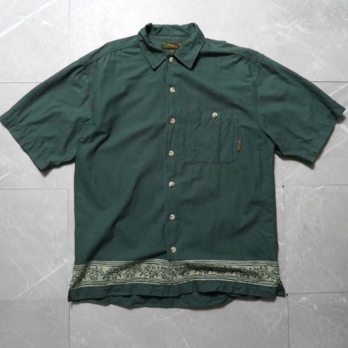 Timberlamd Mサイズ ティンバーランド 半袖シャツ 90s グリーン コットン Timberlamd Mサイズ ティンバーランド 半袖シャツ 90s グリーン コットン