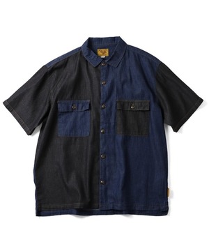 gym master ジムマスター ライトデニムシャツ メンズ 半袖シャツ コットン100％ デニムシャツ ヒッコリー カジュアル アウトドア 春夏 G721751