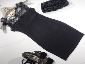 ☆9号(M)☆胸元オーガンジーとレースのAラインタイトなワンピース(OPN5505)