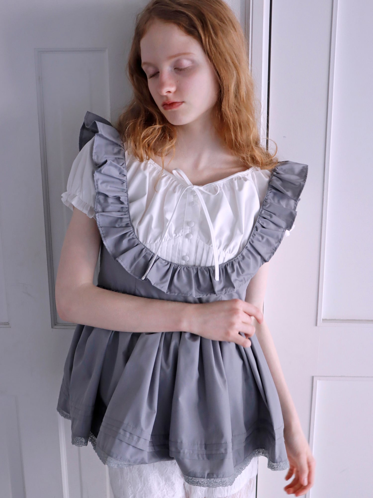 PETIT APLON TOP -GRAY- | mieya mieya