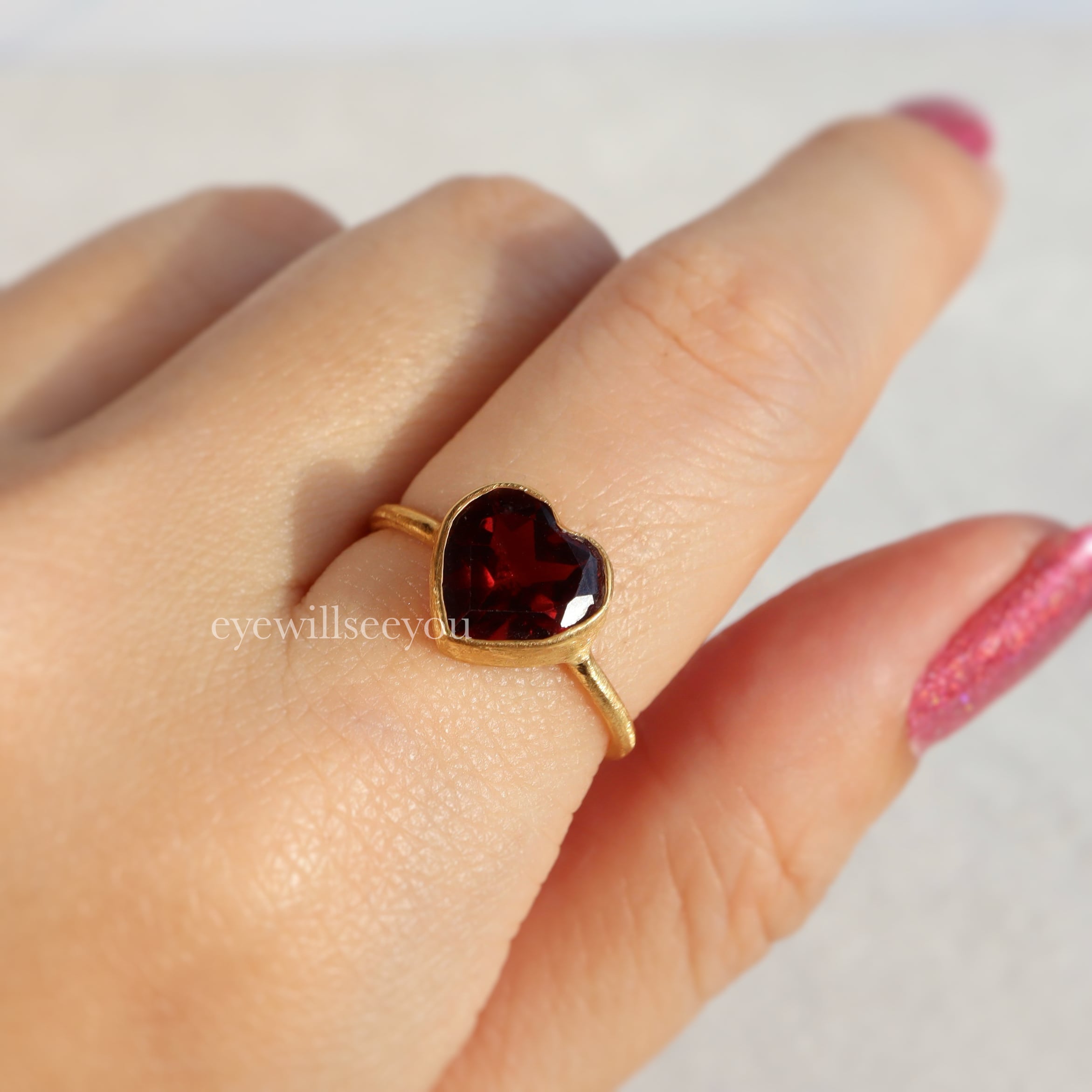 Garnet heart ring ガーネットハートリング | eyewillseeyou
