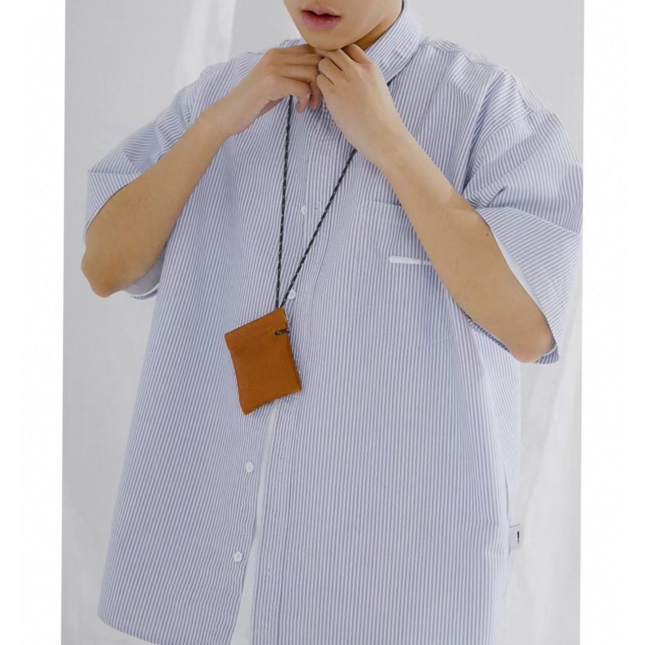 Chest logo stripe boxy shirt 1423 - 7