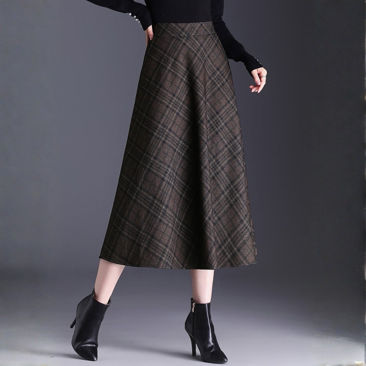 チェック柄Aラインスカート Me1675