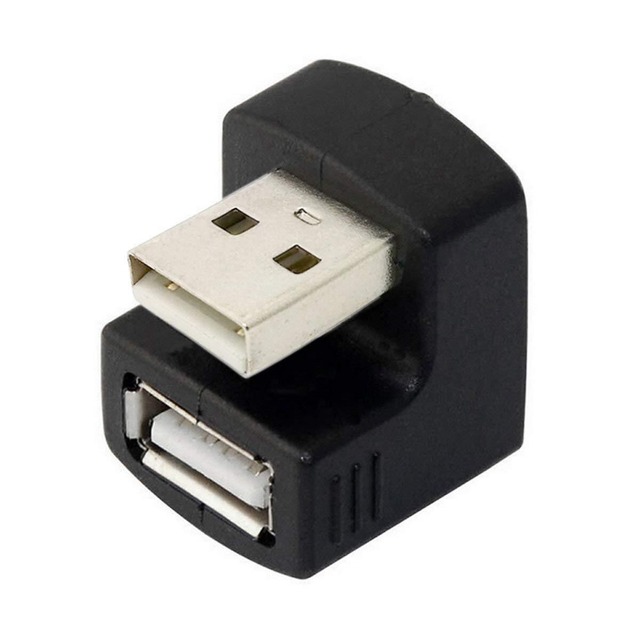 CableccダウンアングルUSB 2.0アダプターAオス-メス延長90 180 360度ブラック