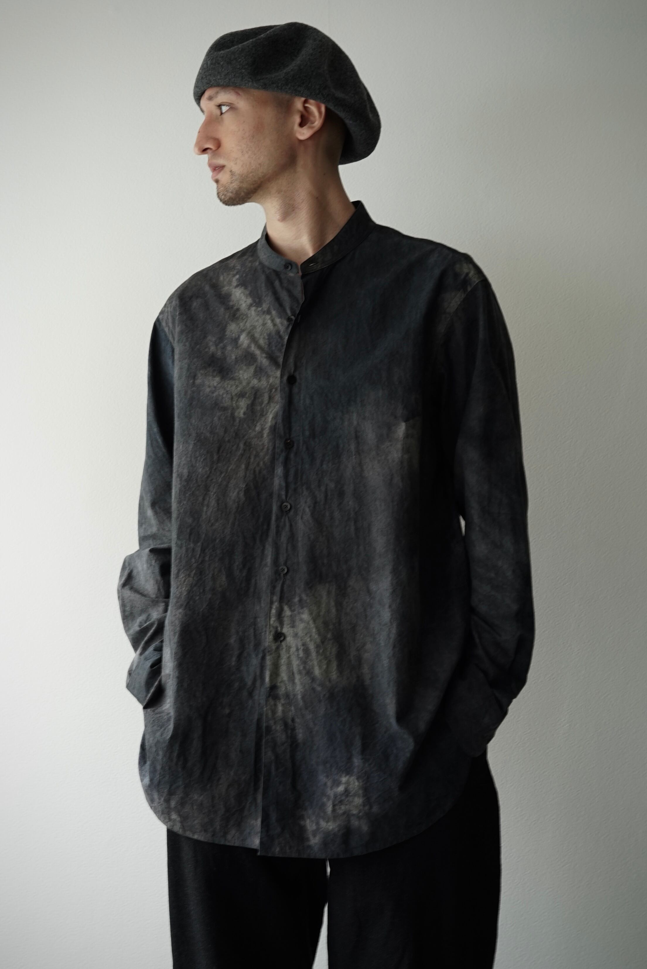 Dark Dyed Poplin / Granpa Shirts (BLACK MIST) | C O L I N A 
