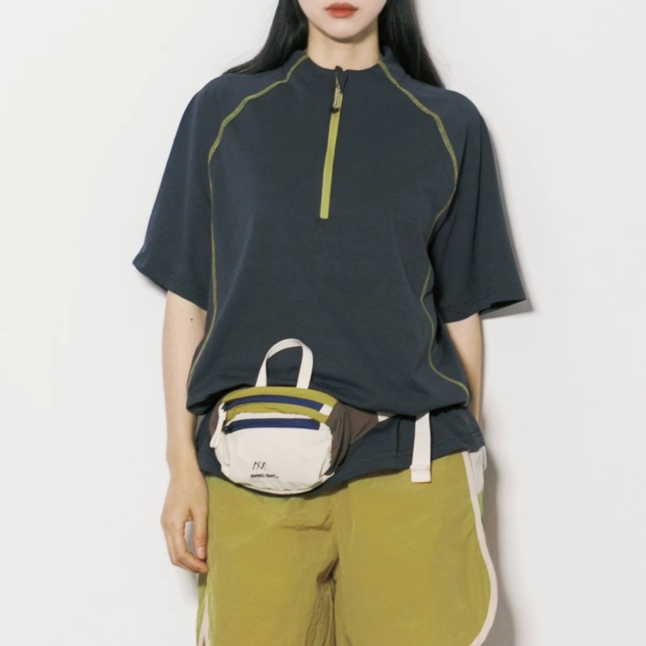 ハーフジップバイカラーパイピングTシャツ C01322