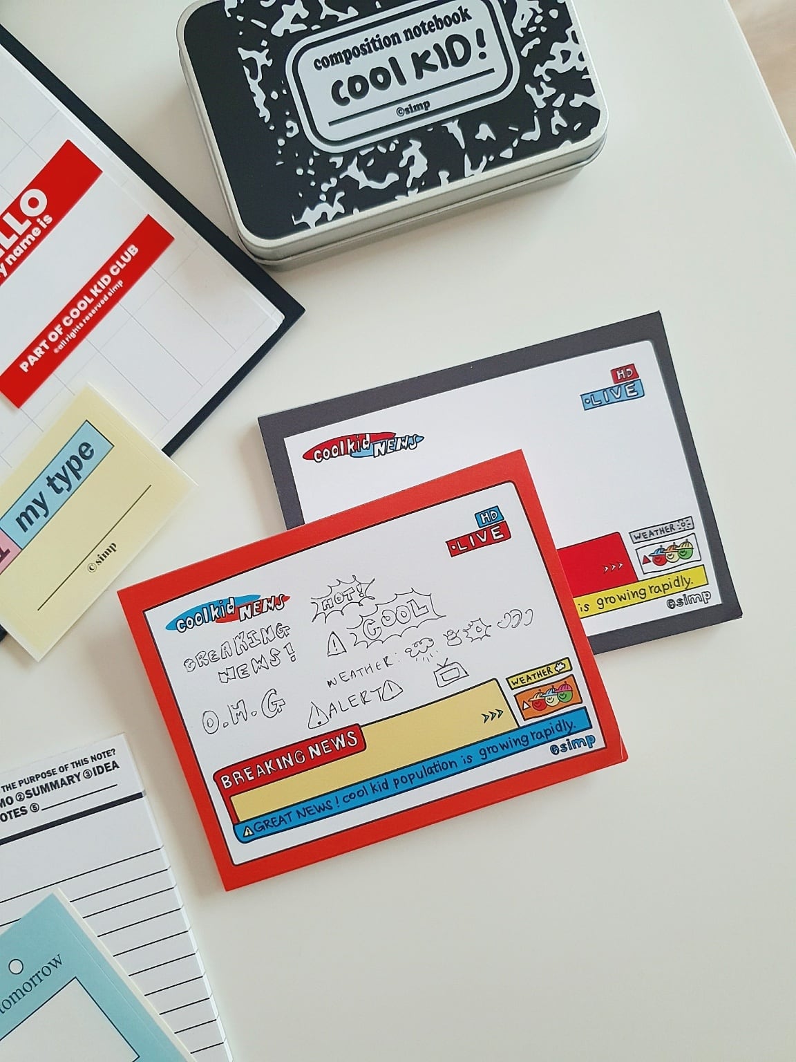 simp】メモ帳 BREAKING NEWS（黒, オレンジ） | 韓国文具・雑貨