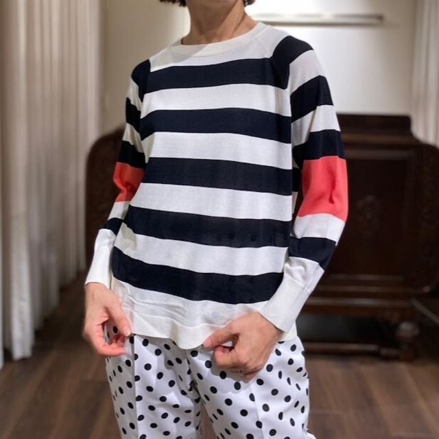 ase/nylon combi border knit white/black/pink