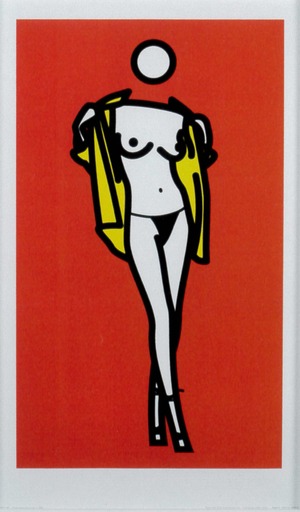 Woman taking off man's shirt　|　Julian Opie