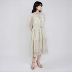 小花柄シフォン ドロストティアードワンピース