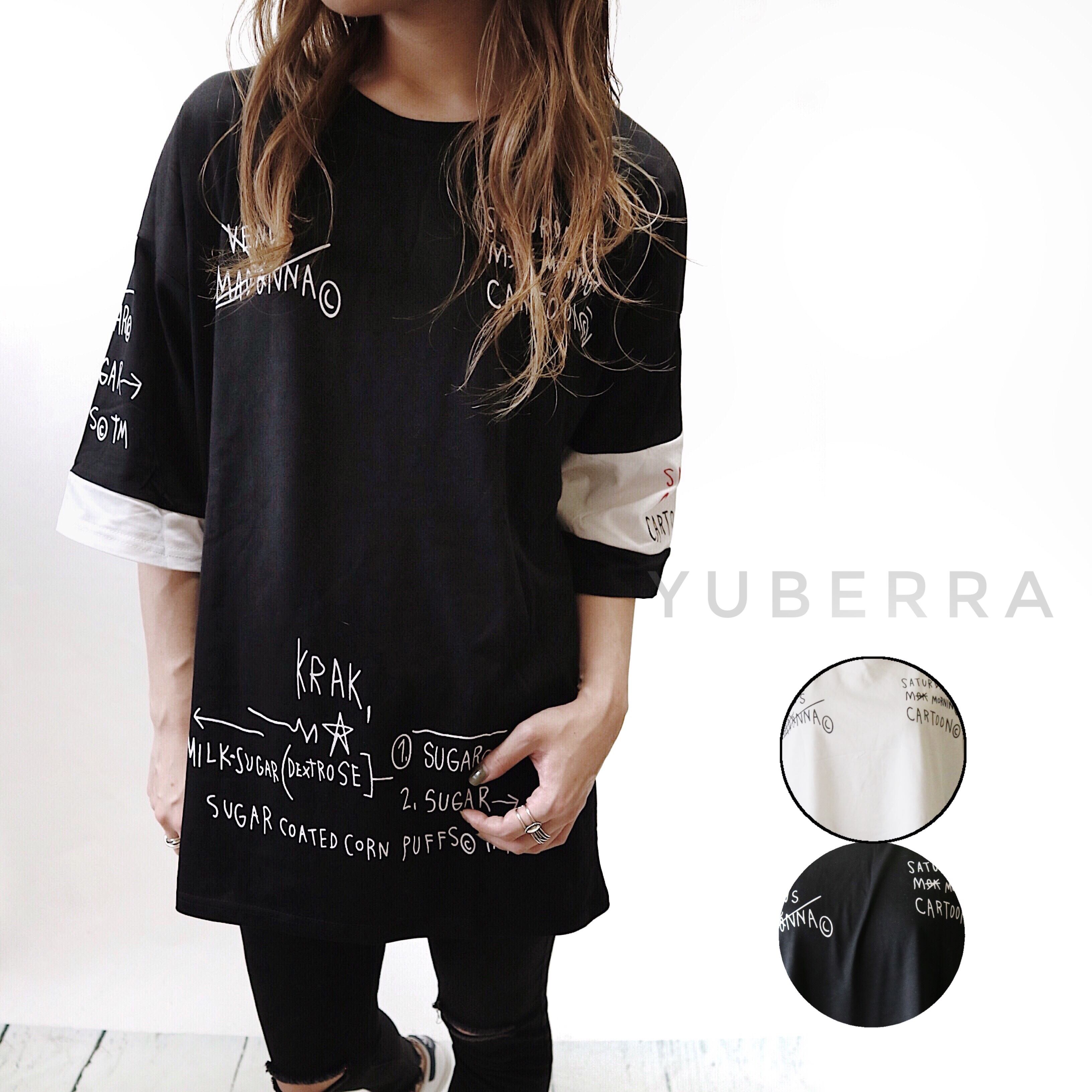 手書き文字プリントビッグTシャツ